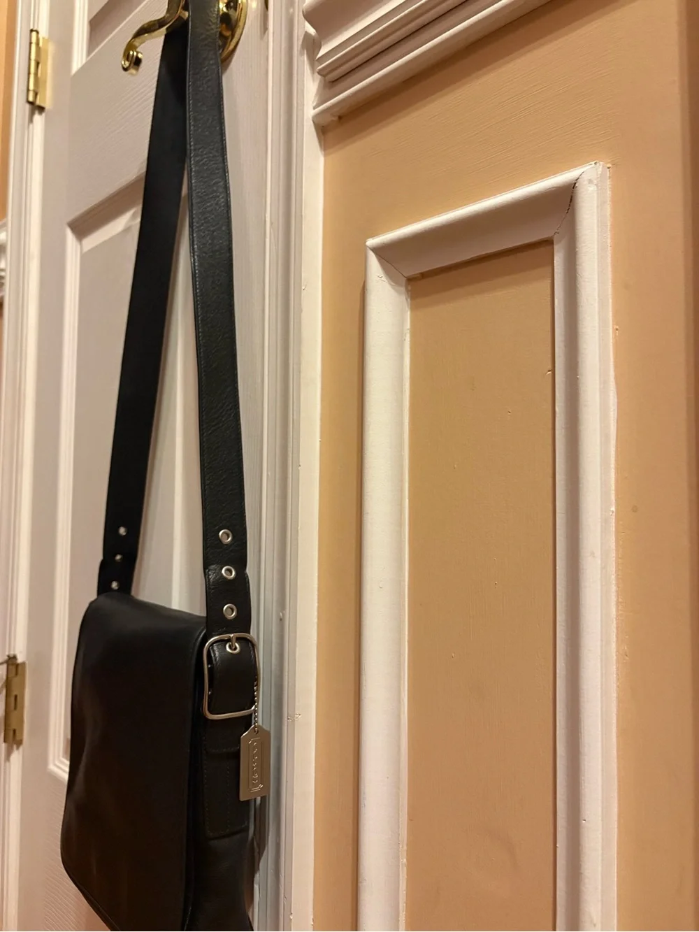 Coach Black Leather Messenger Crossbody Bag